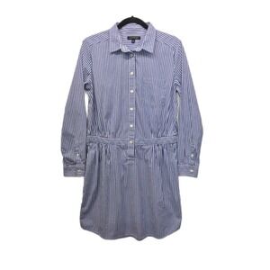 Women's Banana Republic Blue Striped Dress Long Sleeve‎ Pockets